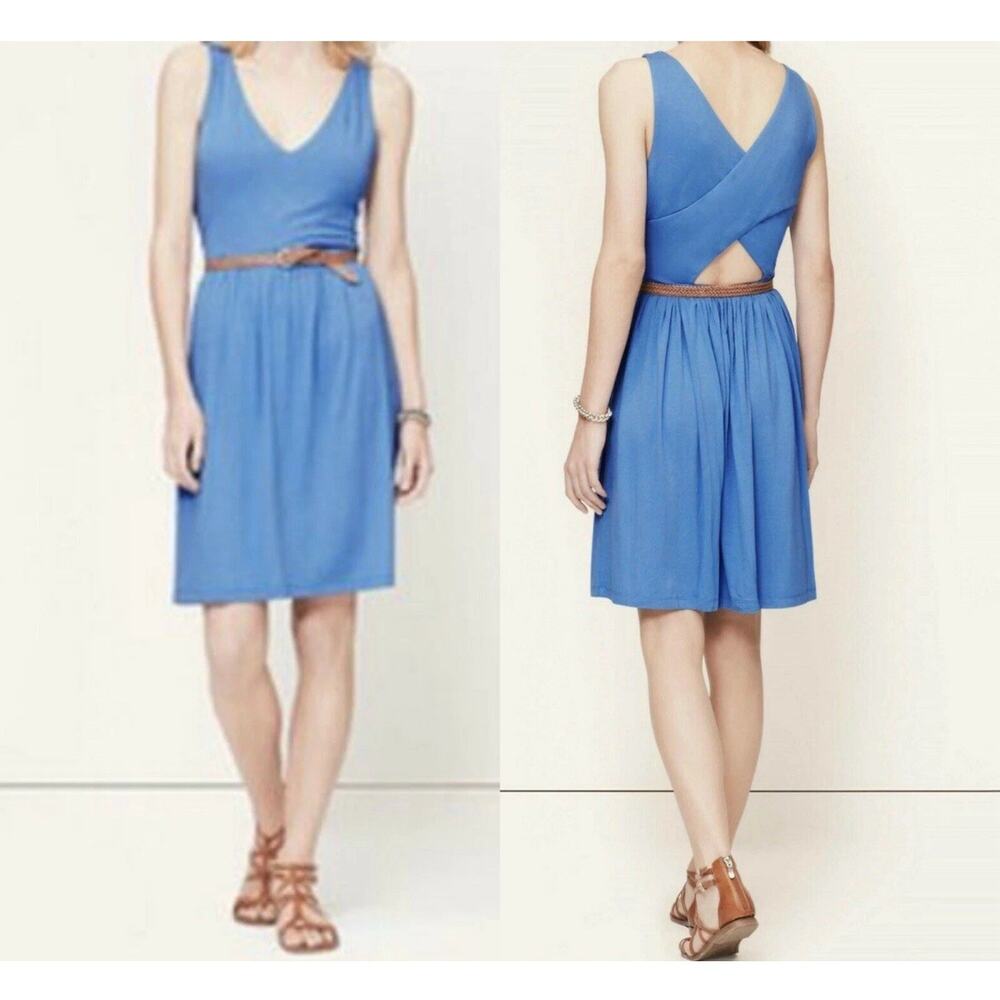 Loft Blue Crossover Cutout Back Dress - Sz Med NWT